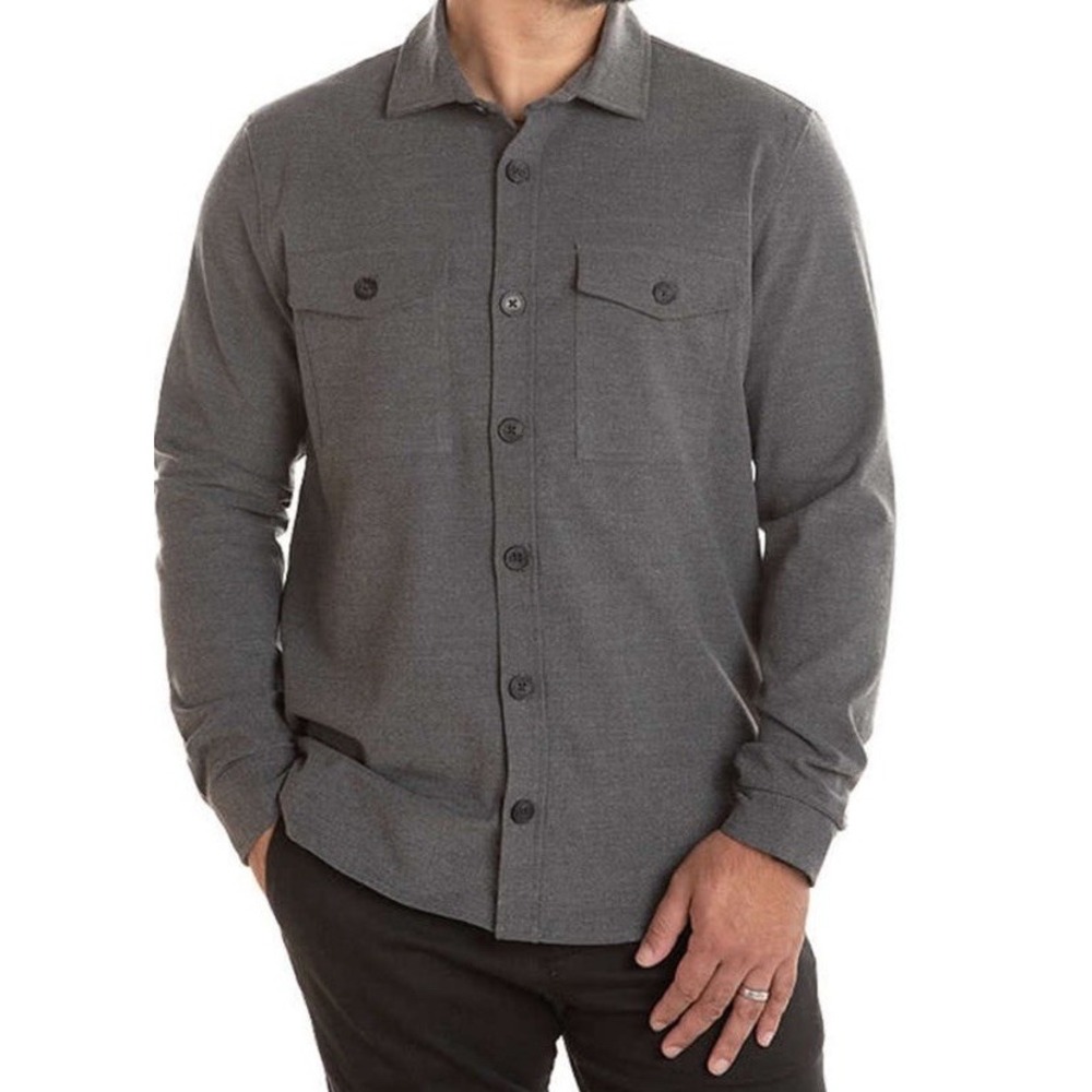 Mercer Mettle Overshirt Shirt Mens L Gray Long Sleeve Twill Button Up Pockets